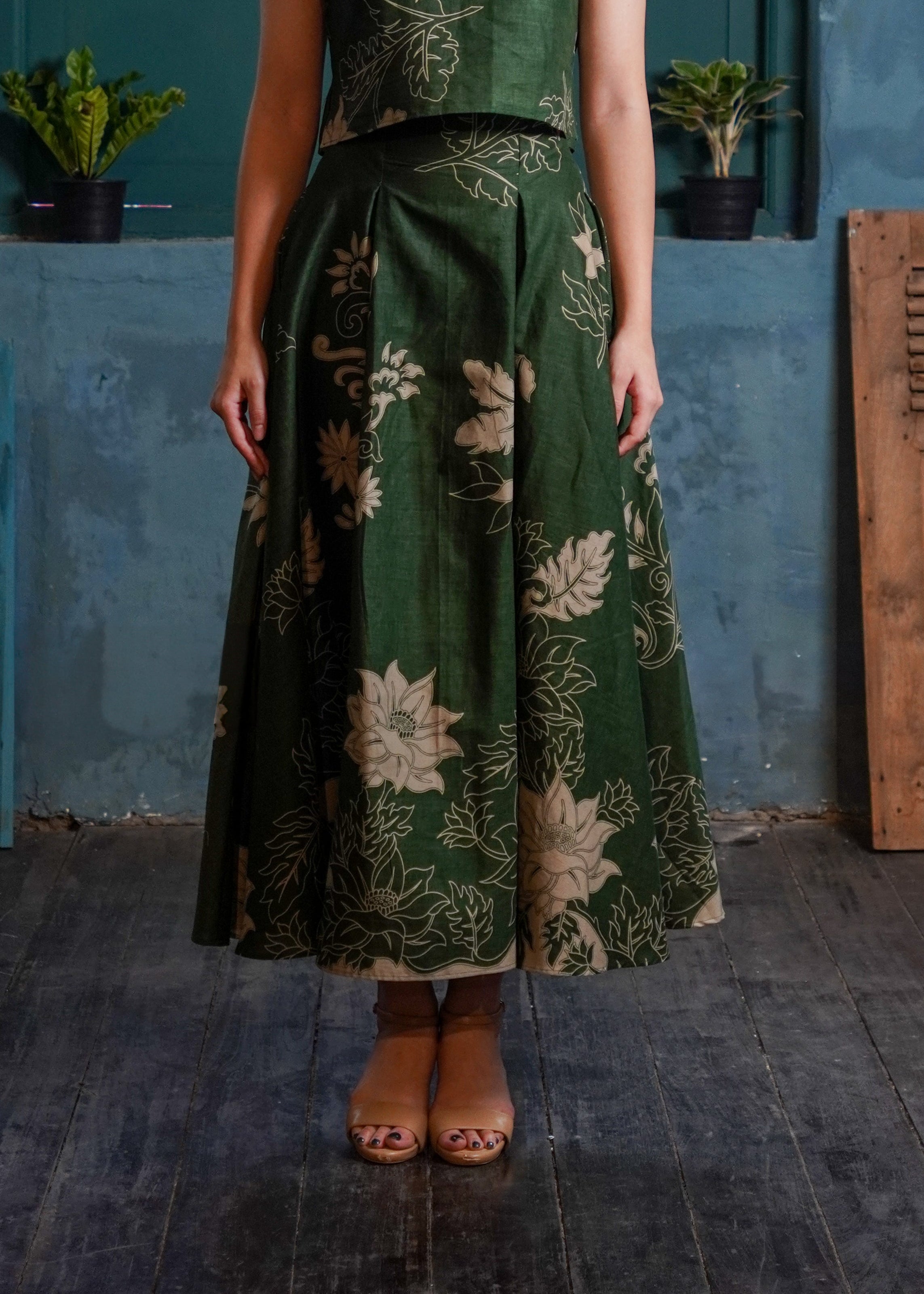 inisaya : Kopi Couture | Batik Emily Skirt ( Green ) PRE ORDER